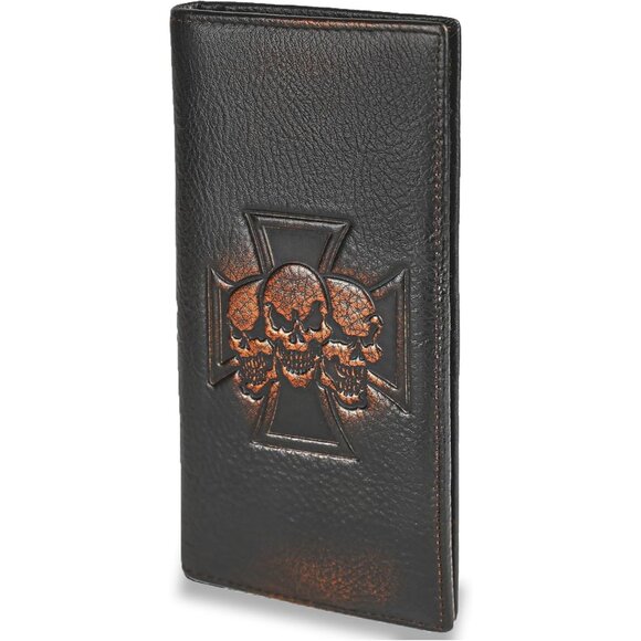 Skull Leather Rodeo Wallet – RFID, Full Grain, Men’s Bifold - Picture 1 of 6